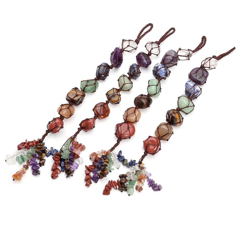Sunligoo 7 Chakra Tumbled Gemstone Tassel Spiritual Meditation Hanging/Window/Feng Shui Ornament Reiki Stones Car/Home Decor